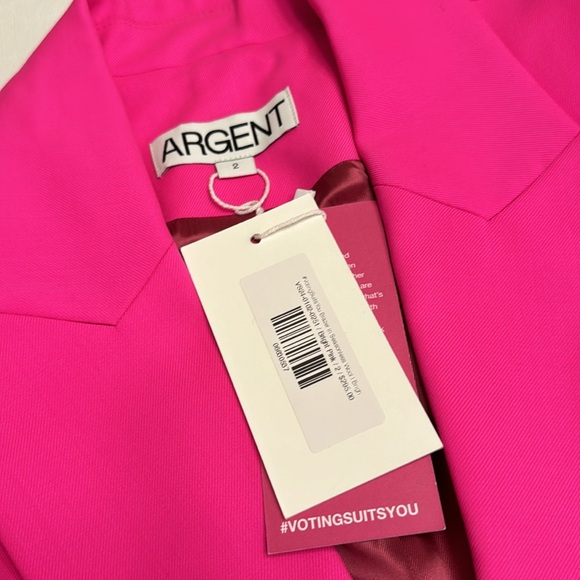 NWT Argent #VotingSuitsYou Blazer in Seasonless Wool Hot Pink - Picture 3 of 6